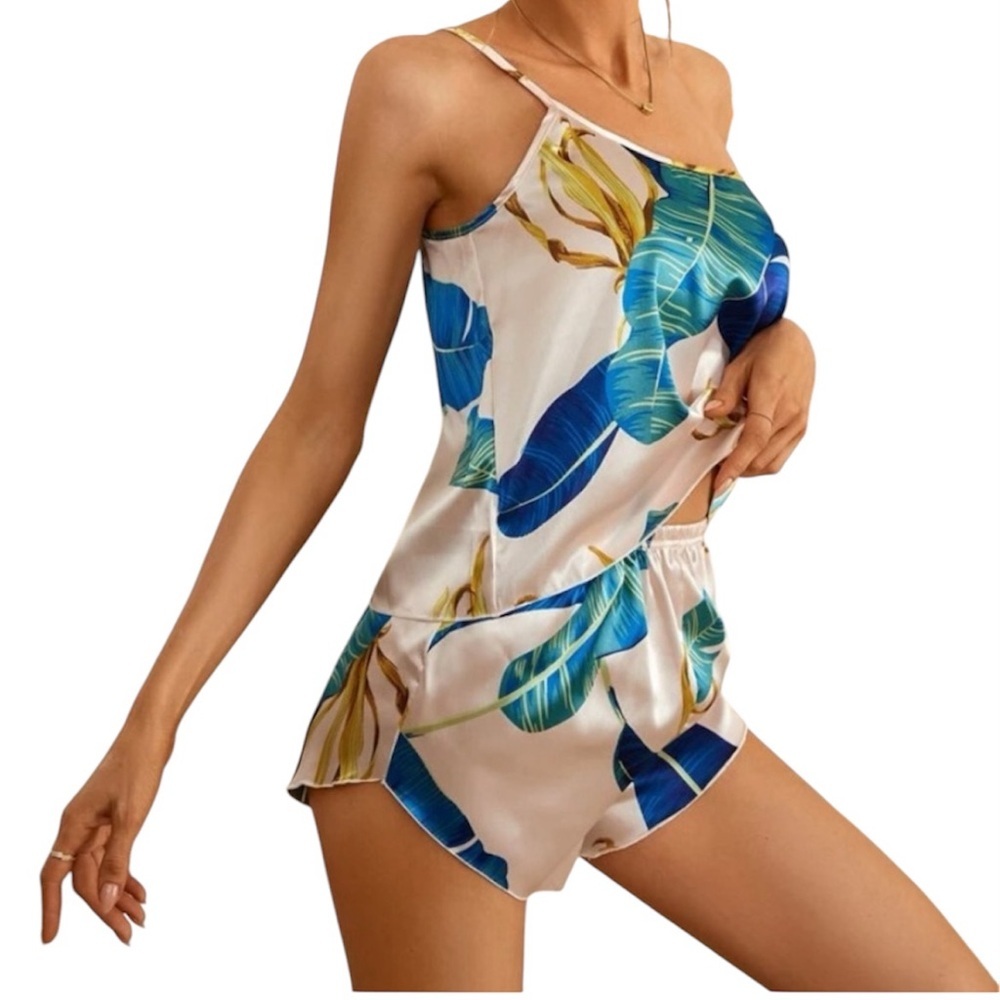 Tropical Leaf Print  Pajama Set